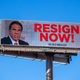 A billboard urging New York Governor Andrew Cuomo to resign is seen near downtown on March 2, 2021 in Albany, New York. The governor is facing calls to resign after three women have come forward accusing him of unwanted advances.